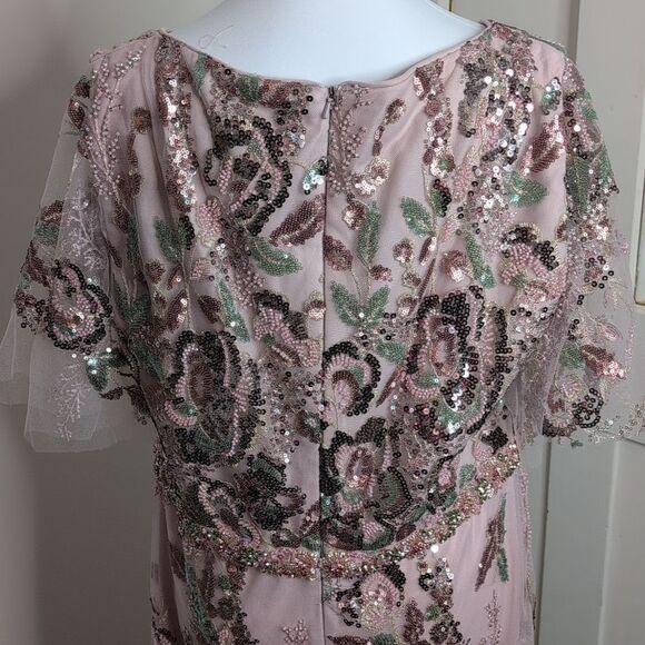 Mac Duggal Size 14 Floral Embellished Short Sleeve Gown, NEW - Picture 12 of 15